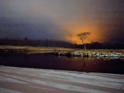 Snowy River at night Stock Photos
