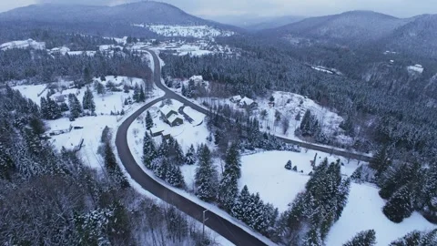 Snowy river valley aerial Stock Footage 321102985