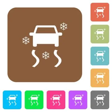 Snowy road dashboard indicator rounded square flat icons Illustration
