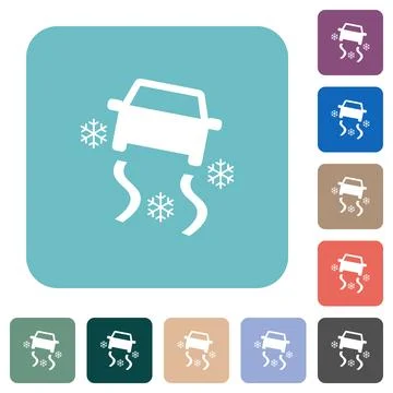 Snowy road dashboard indicator rounded square flat icons Illustration