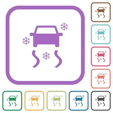 Snowy road dashboard indicator simple icons Illustration