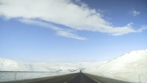 Snowy Road Driving Stock Footage 97201540