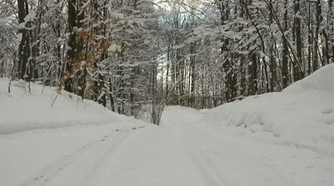 Snowy Road Stock Footage 22112023