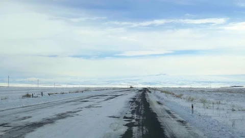 Snowy Road Stock Footage 106842420