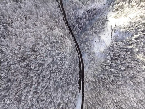 Snowy Road In The Mountain Stock Footage 84929497