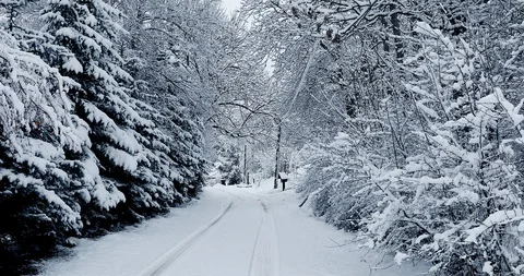 Snowy Road In The Mountain Video stock 123666468