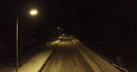 Snowy road at night 7 스톡 동영상 332174271