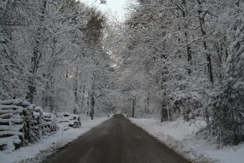 Snowy road Stock Photos
