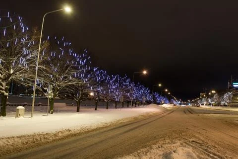 Snowy road Foto stock