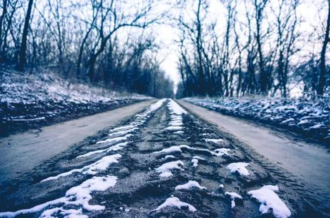 Snowy road Stock Photos