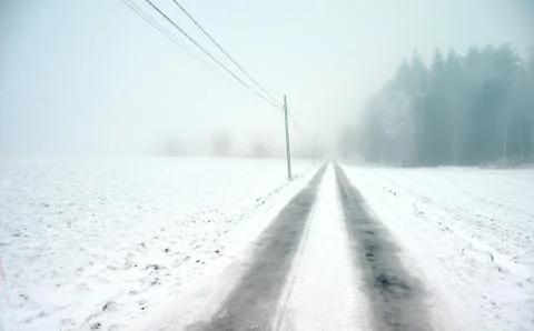 Snowy road Stock Photos