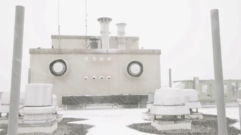 Snowy Rooftop HVAC Vent System 스톡 동영상 71260370
