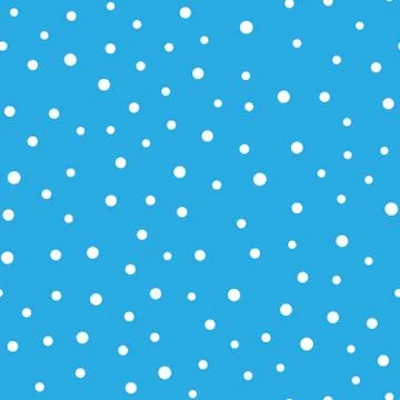 Snowy seamless patern. White dot snowflakes on blue background. Snow and Stock Illustration
