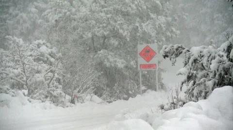 Snowy sign Stock Footage 4083689