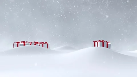 Snowy snowfall loop background with box gift presents Stock Footage 324526773