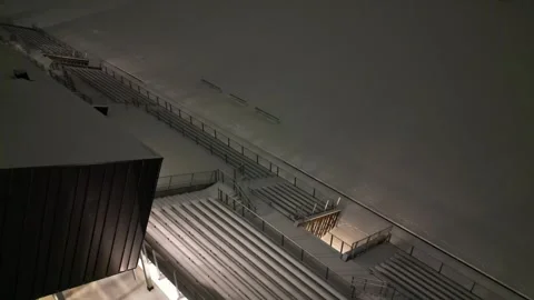 A snowy soccer field  Stock Footage 315979372