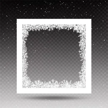 Snowy square frame template Stock Illustration