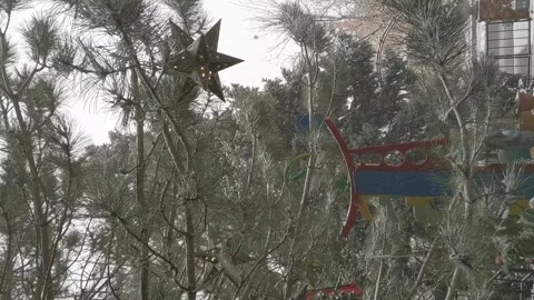 Snowy Star Tin Lanterns Vertical Winter Snow Christmas Stock Footage 282215115