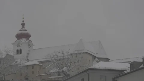 Snowy Steeple 4k Stock Footage 124574097