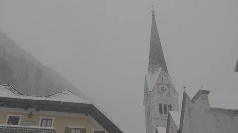 Snowy Steeple 4k Stock Footage 124576213