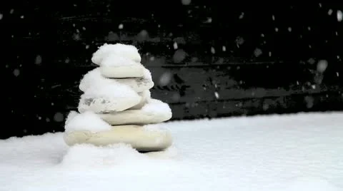 Snowy stone pyramid Stock Footage 22422238