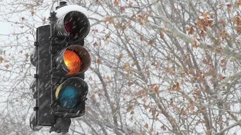 Snowy Stoplight Tight 動画素材 3445137