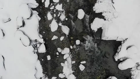 Snowy stream/ creek/ river Stock Footage 246049326