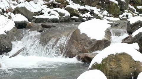 Snowy stream Stock Footage 166963294