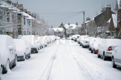 Snowy street Stock Photos