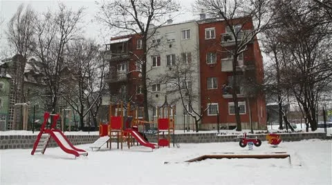 Snowy Suburb 07 playground Stock-Footage 10745708