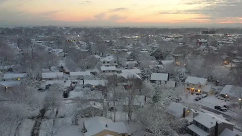 Snowy Suburbs Drone Stock Footage 148115319