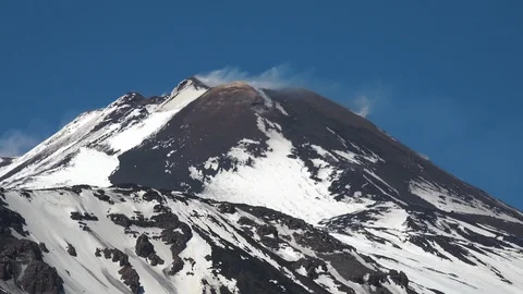 The snowy summit of Etna Stock Footage 88626065