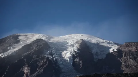Snowy Summit of Sleeping Volcano in Winter 스톡 동영상 319058546