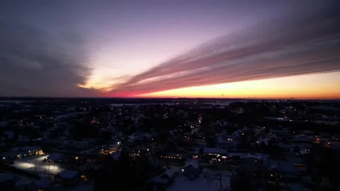 Snowy Sunset Drone Footage Stock Footage 291909328