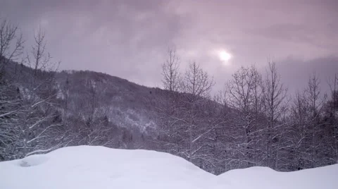 Snowy Sunset Stock Footage 44347258
