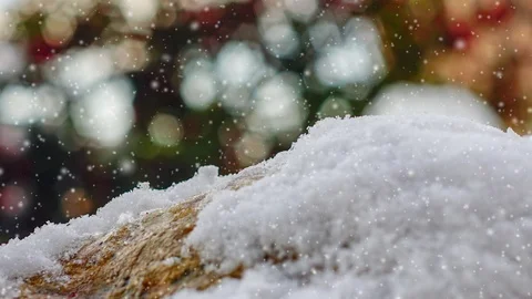 Snowy surface under snowflakes. Stock Footage