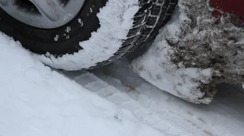 Snowy tire Stock Footage 48988963
