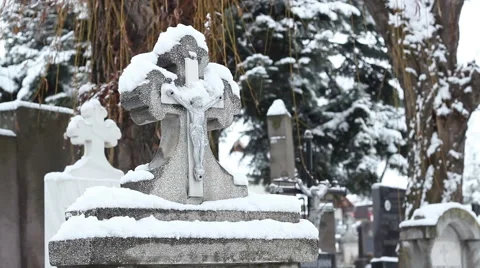 Snowy Tombstone Video stock 45535795
