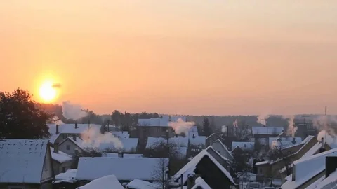 Snowy town Stock Footage 99119414