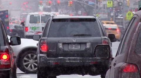 Snowy Traffic Stock Footage 35517606