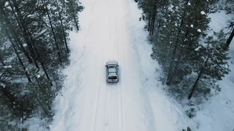Snowy Trail 4Runner Follow Stock Footage