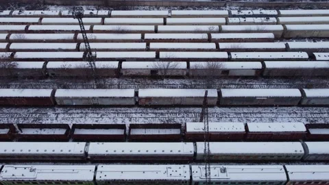 Snowy train carriages Stock Footage 231034570