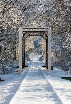 Snowy Train Trestle Stock Photos