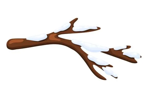 Snowy Tree Branch Element Isolated on White Background Illustrazione stock