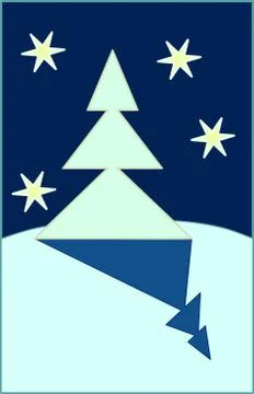 Snowy tree in night Stock Illustration