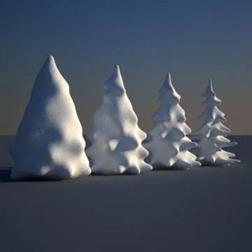 Snowy Trees 3D Model