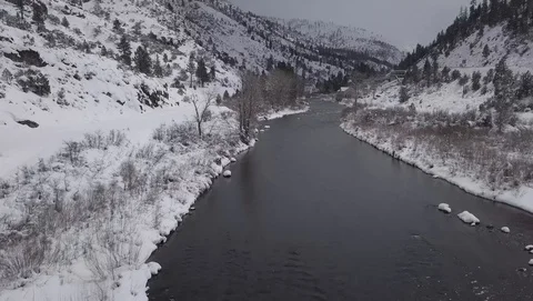 Snowy Truckee River Interstate 80 Stock Footage 87966588
