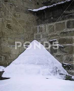 Snowy urban street floor with ice, winter and danger Stock Photos