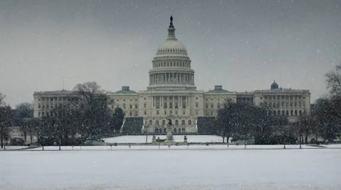 SNOWY US CAPITOL Stock Footage 1044445