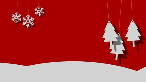 Snowy Vector Christmas Background Of Trees And Snowflakes On A String Stock Footage 80244808